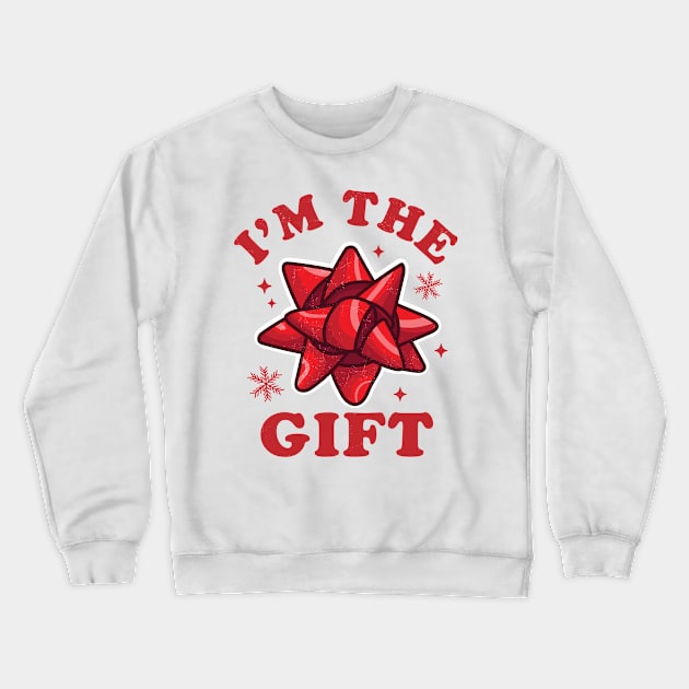 I'm the gift - Funny Ugly Christmas Sweater - Xmas Bow Crewneck Sweatshirt by OrangeMonkeyArt